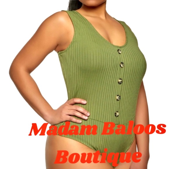 🔥PLUS SIZED RIBBED BUTTON DETAIL BODYSUIT💐 NWT🏷 - Picture 3 of 12